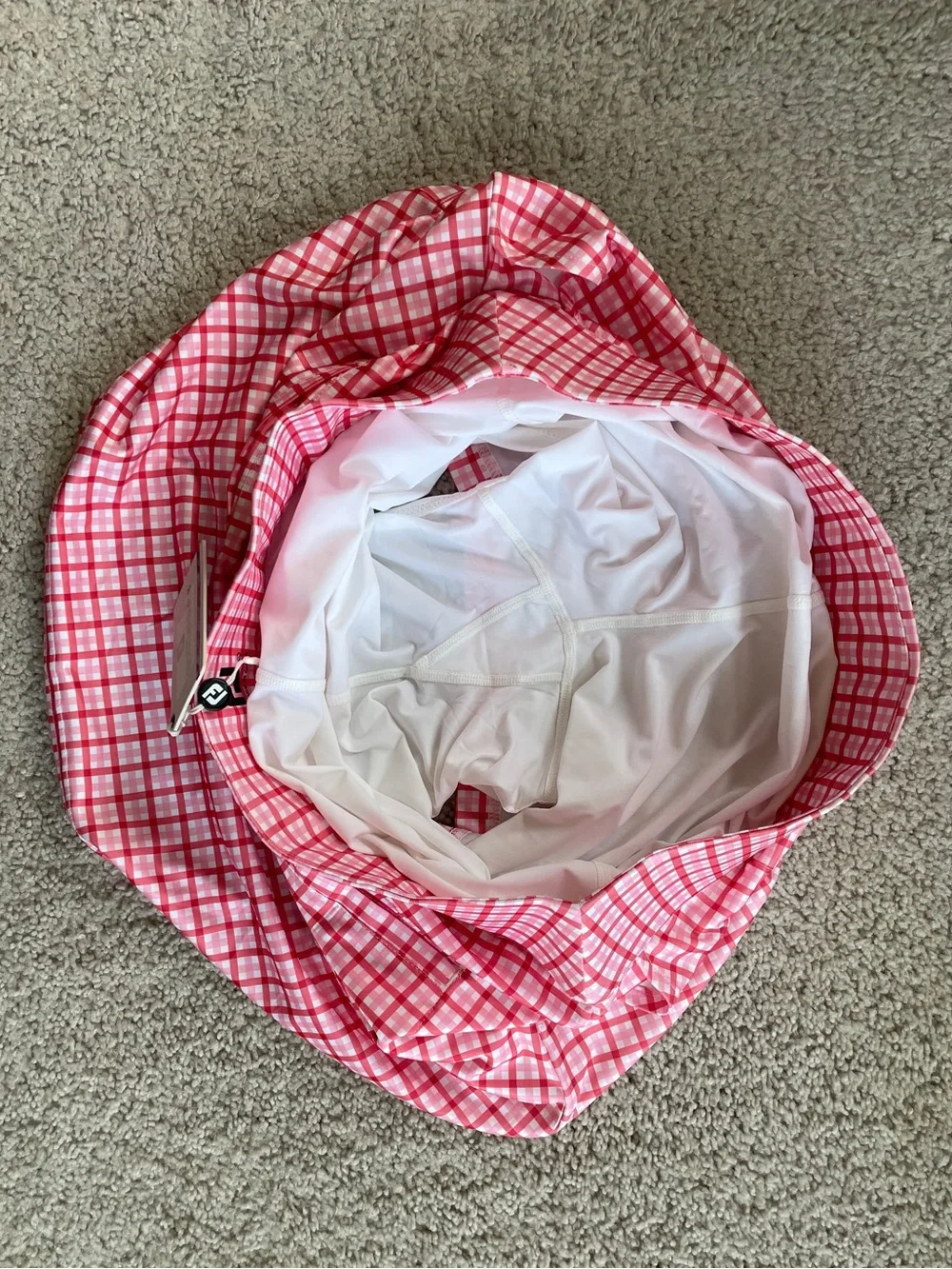 FootJoy Golfleisure Gingham Pink Red White Plaid Athletic Golf Skort Size XL